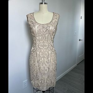 Sue Wong champagne color beaded dress